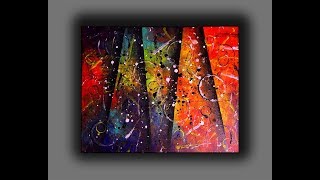 Colorful Abstract Painting  Fun With Acrylics  Creating Textured Surface With Random Tools [upl. by Nahtad]