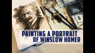 Watercolor Portrait of Winslow Homer in Monochrome [upl. by Anelliw606]