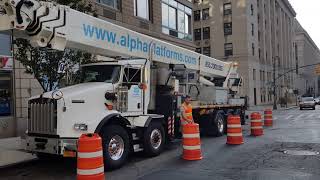 A230  NYC TruckMounted Aerial Platforms  230 ft boom lift [upl. by Marshal563]