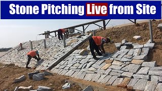 Process of Stone Pitching  Stone Pitching Site Video  What is Stone PitchingBoulder Pitching [upl. by Ilana58]