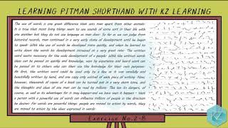 Pitman Shorthand  700 Words Exercise No2 100 WPM  KZ Learning [upl. by Salhcin]