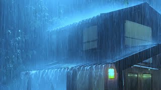 Heavy Rain Covering the Farmhouse in Forest at Night  Rain Sounds on Tin Roof for Sleeping Relax [upl. by Natascha]