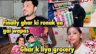 Finally ghar ki ronak wapas aa gai  Sub Happy 😊  ghar k liya grocery ki  babar akbar vlog [upl. by Deppy]