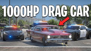 Running From Cops with 1000HP Drag Car in GTA 5 RP [upl. by Sset]