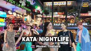 4K 🇹🇭 Kata Beach Nightlife Walking Tour in 2024 Rainy Season Vibes Phuket Thailand [upl. by Relyuc]