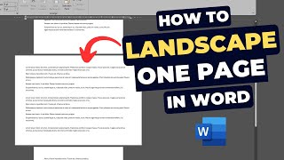 How to Landscape One Page in Word [upl. by Pliske546]