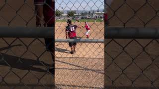 1st game of Fall Ball Mustang Div Ethan got hit by pitch then steals 2nd 3rd and home to score [upl. by Anelas]