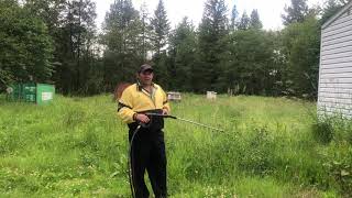 Hydrotilling How to cut tall grass with a pressure washer faster than a Weedwhacker brush whacker [upl. by Einavoj]