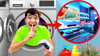 PHD  Làm Căn Phòng Chơi Game Bí Mật Sau Máy Giặt Để Trốn Mẹ  Room In Washing Machine [upl. by Hgielrac]