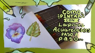 Como pintar con lapices acuarelable una hoja acuarela botanica paso a paso para principiantes [upl. by Georgeanne333]