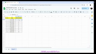 quotWEEKNUMquot Function in Google Sheets [upl. by Toolis]