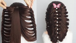 Latest Ladies Hairstyle For Wedding Guest  Easy Modernist Hairstyle For Long Hair [upl. by Vastah745]