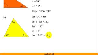 Obliczanie miar kątów w trójkącie  Figury  Matfiz24pl [upl. by Archer]