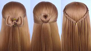 Easy And Unique Hairstyle For Wedding And Prom  Simple Waterfall Braid Half Up Half Down Tutorials [upl. by Lucian]