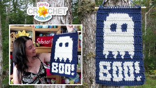 Ghost BOO Wall Hanging using Hometown By Lion Brand Yarns [upl. by Brecher380]