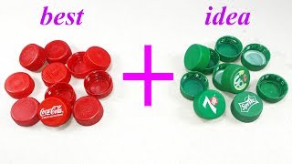 waste plastic bottle caps craft idea  best out of waste  Diy plastic bottle caps reuse idea [upl. by Culliton]