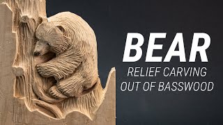 Bear Relief Carving Out of Basswood [upl. by Ajam]