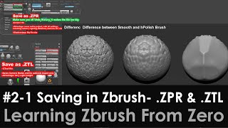 21 Saving in Zbrush ZPR amp ZTL Difference between Smooth amp hPolish Make zbrush buttons smaller [upl. by Aihtiekal]