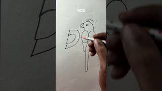 Simple and easy birds drawing with 500 [upl. by Ayikur]