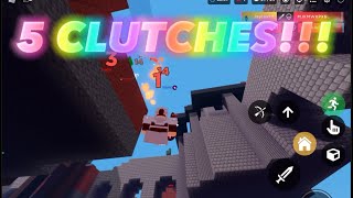 5 INSANE CLUTCHES Roblox Bedwars ImVoidyy [upl. by Aicenek215]