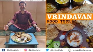 Vrindavan Food Tour  SATVIK Thali  Khurchan MALAI  BARAF Rabdi  Kesariya Lassi [upl. by Ycnan]