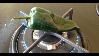 How to roast poblano peppers for chiles rellenos part 1 [upl. by Leasim]