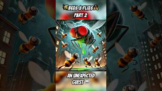 🐝Bees vs Flies🪰  Part 2  An unexpected guest ☠️ ai cartoon film epic battle insects bee [upl. by Carter]