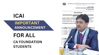 icai good news out for all ca foundation students for january 2025 exam [upl. by Jeminah587]