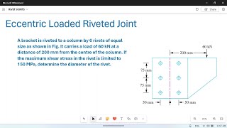 Riveted Joints 16 Design of eccentrically loaded Riveted joint Numerical Problem03 [upl. by Hanforrd537]