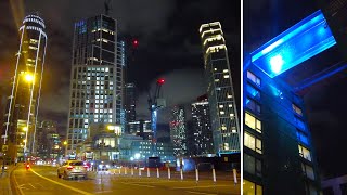 4K Nine Elms amp Vauxhall at Night  Skyscrapers  Sky Pool  London Walk [upl. by Lynnell]