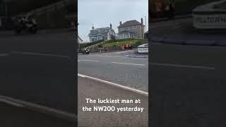 NW200 crash 2024 maybe the luckiest rider at the triangle yesterday Landed on a car and walked away [upl. by Alpheus]