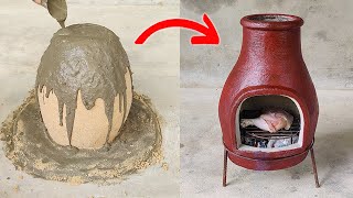 Outdoor Mini Grill  Easy Way to Make a Simple Cement Grill at Home  Great Idea for Mini Wood Stove [upl. by Eenyaj]