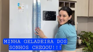 MINHA GELADEIRA CHEGOU ELA É ENORMEE 😱 GELADEIRA BRASTEMP BRO85AK 3 PORTAS COR BRANCA 🥰 [upl. by Yeoj]