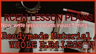 RCEM LESSON PLANS  BEd  MEd LESSON PLANS  SCIENCE AND MATHS LESSON PLANS [upl. by Audry]