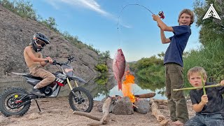 Riding Dirt Bikes to Secret Desert Fishing Hole  quotCatch and Cookquot Fish Fry Prank [upl. by Aitnwahs]