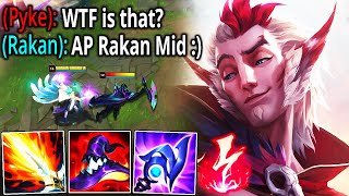 RAKAN BUT I WENT MID FULL AP AND DESTROYED THE ENEMY LANER INSANE BURST BUILD  League of Legends [upl. by Purity]