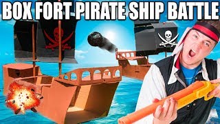 BOX FORT PIRATE SHIP BATTLE 📦⛵️Nerf War Box Fort Boat amp More [upl. by Merlin]