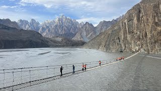 Passu Cones View from Hussaini Bridge Zipline Hunza [upl. by Rintoul994]