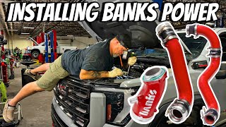 Master Tech Installing Banks Boost Tubes And Monster Ram Turbo Inlet Elbow On GMC amp Chevy HDs [upl. by Bevash652]