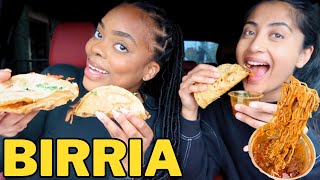 TRYING BIRRIA RAMEN NOODLES FOR THE FIRST TIME  BIRRIA QUESO TACOS Y CONSOME  MUKBANG  AITA [upl. by Palua]