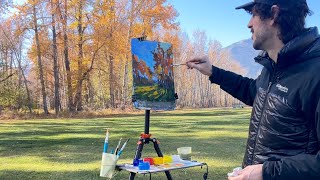 Plein Air Painting Gouache Impressionism Landscape Art  Fall Afternoon  Montana  Joe G Paintings [upl. by Leandre552]