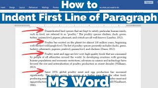 How to Indent the first Line of Paragraph in MS Word  How to Apply First line indent in MS Word [upl. by Henebry]