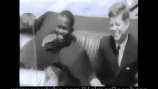 June 8 1961  President John F Kennedy greets Fulbert Youlou President of Congo Brazzaville [upl. by Noedig10]