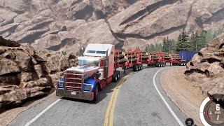 Big Cargo Power Truck Pulling 5 Trailer  BeamNGdrive [upl. by Kelwunn4]