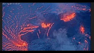 Eruptive activity resumes at west vent in Halema‘uma‘u  December 30 2021 [upl. by Redneval]