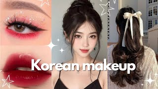 ♡ Korean makeup and hairstyle ♡ makeup korean hairstyle fashion fypシ viral [upl. by Okiruy327]