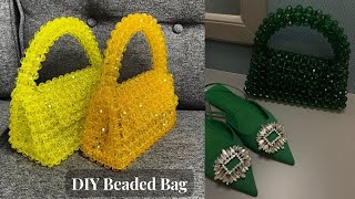 HOW TO MAKE SIMPLE BALENCIAGA HOURGLASS BEADED BAG  DIY BEADED BAG  BEGINNER FRIENDLY TUTORIAL [upl. by Joachima]