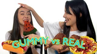 Gummy Food vs Real Food Challenge  Merrell Twins [upl. by Leah]