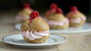 Glutenfri vandbakkelser – fastelavnsboller med hindbærskum [upl. by Lightman]