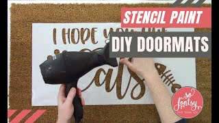 How to Paint a Coir Doormat with Vinyl Stencils ✂️ [upl. by Nosoj]